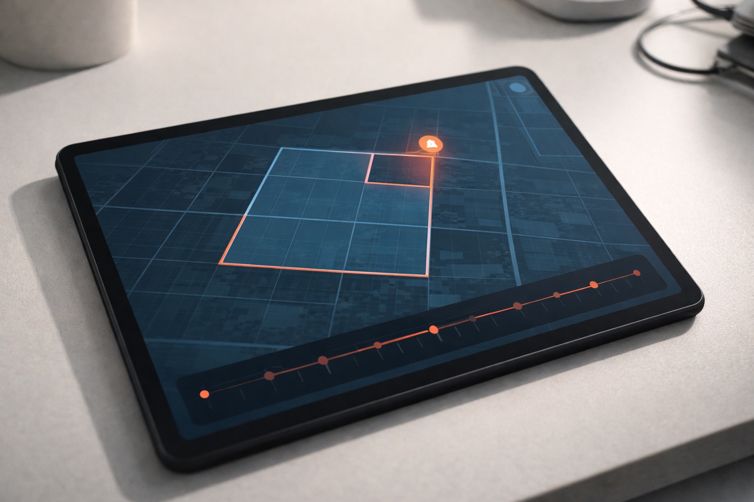 Guardian property monitoring dashboard with land map and alert context
